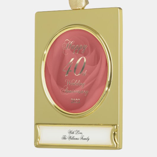 2022 Ruby Wedding 40th Jubileum Gold Plated Ban Verguld Banner Ornament (Links)