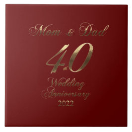 2022 Ruby Wedding 40th Jubileum Parents Tegeltje