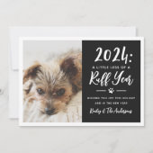 2022 Ruff Year Black and White Funny Dog Photo Feestdagenkaart (Voorkant)