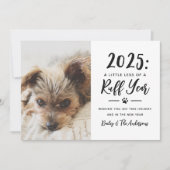 2022 Ruff Year Black and White Funny Dog Photo Feestdagenkaart (Voorkant)