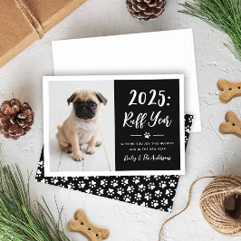 2022 Ruff Year Black Funny Dog Photo Feestdagenkaart