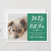 2022 Ruff Year Green Funny Dog Foto Feestdagenkaart (Voorkant)