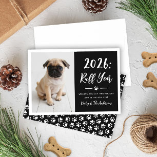 2022 Ruig Jaar Zwarte Grappige Honden Foto Feestdagenkaart