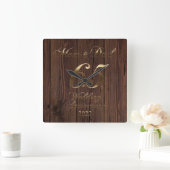 2022 Rustic 65th Wedding Jubileum Parents Vierkante Klok (Huis)
