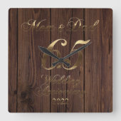 2022 Rustic 65th Wedding Jubileum Parents Vierkante Klok (Voorkant)