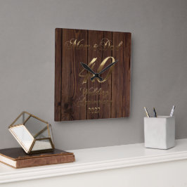 2022 Rustic Ruby Wedding 40th Jubileum Parents Vierkante Klok