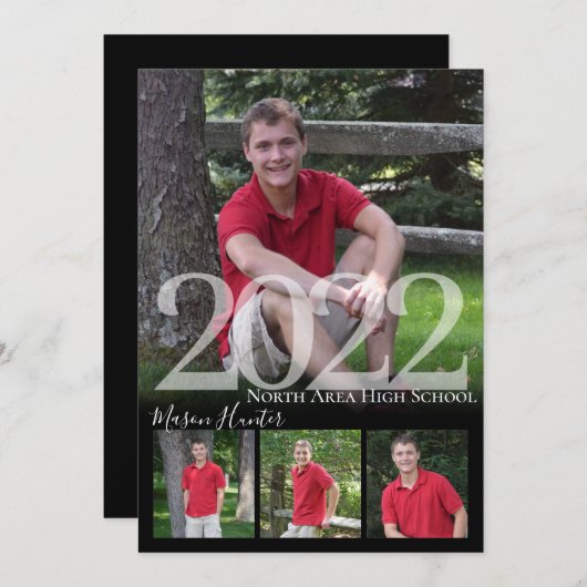 2022 Senior Memories Quad Photo Afstuderen Kaart (Voorkant / Achterkant)