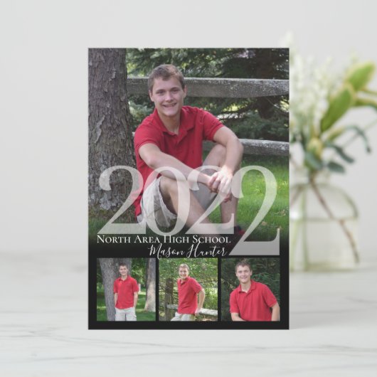 2022 Senior Memories Quad Photo Afstuderen Kaart (Staand voorkant)