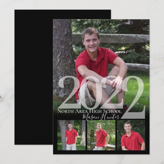 2022 Senior Memories Quad Photo Afstuderen Kaart (Voorkant / Achterkant)