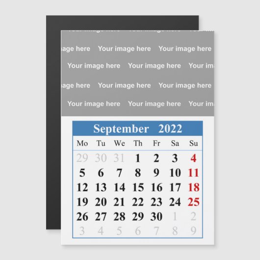2022 September kalender Magnetische kaart (Voorkant / Achterkant)