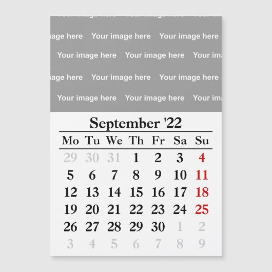 2022 September kalender Magnetische kaart (Voorkant)