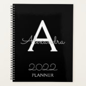 2022 Silver Black Monogram Elegant Planner (Voorkant)