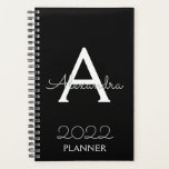2022 Silver Black Monogram Elegant Planner<br><div class="desc">2022 Silver Black Monogram naam en Initiaal Spiral Notitieboek Planner. Dit maakt de perfecte liefhebbende 16 verjaardag,  bruiloft,  vrijgezellenfeest,  verjaardagsdag,  baby shower of vrijgezellenfeest voor iemand die van luxe glam en stijl houdt.</div>