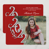 2022 Silver en Red Afstuderen met foto Kaart (Voorkant / Achterkant)