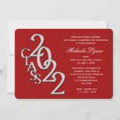 2022 Silver en Red Afstuderen met foto Kaart (Achterkant)