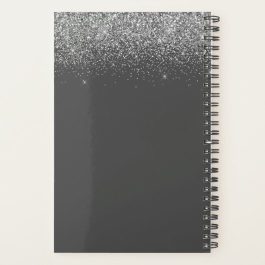 2022 Silver Grey Girly Glitter Monogram Name Planner (Achterkant)