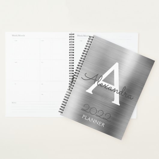 2022 Silver Metallic Monogram Modern Planner (Display)