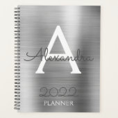 2022 Silver Metallic Monogram Modern Planner (Voorkant)