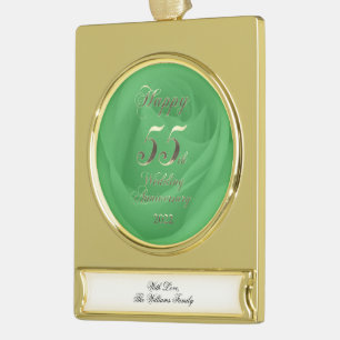2022 Smaragden Huwelijk 55e Trouwdag Verguld Banner Ornament