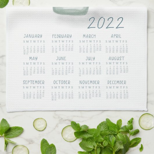 2022 Tea Towel Calendar Flower Jar Kitchen Towel Theedoek (Gevouwen)