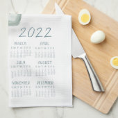 2022 Tea Towel Calendar Flower Jar Kitchen Towel Theedoek (Quarter Fold)