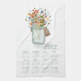 2022 Tea Towel Calendar Flower Jar Kitchen Towel Theedoek