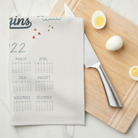 2022 Tea Towel Calendar Kitchen Dish Towel Theedoek (Quarter Fold)