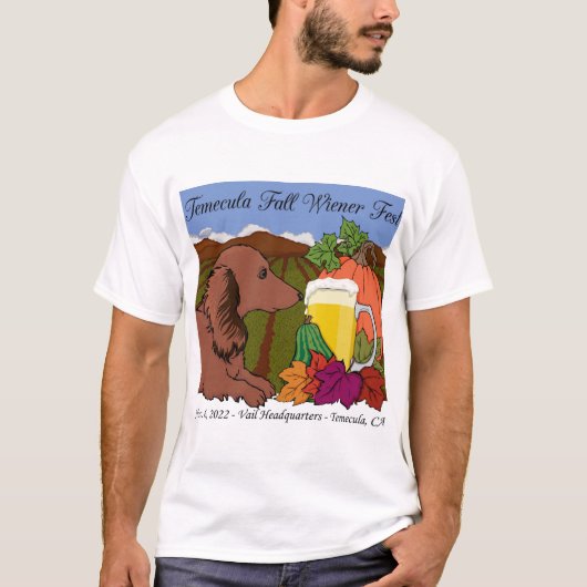 2022 Temecula Herfst Wiener Fest T-shirt op wit (Voorkant)