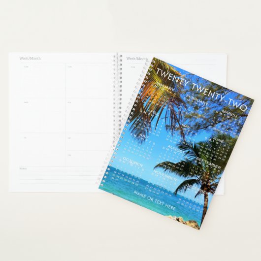 2022 Tijdelijk tropisch strand of foto's Planner (Display)