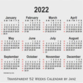 2022 Transparante kalender van 52 weken door Janz Sticker (Voorkant)