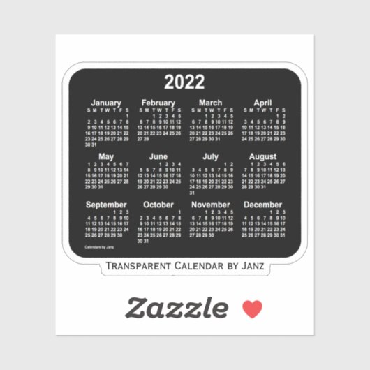 2022 Transparante Neon Kalender van Janz Sticker (Vel)