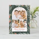 2022 Trendy Arch Foto Winter Botanische Kerstmis Feestdagenkaart (Staand voorkant)