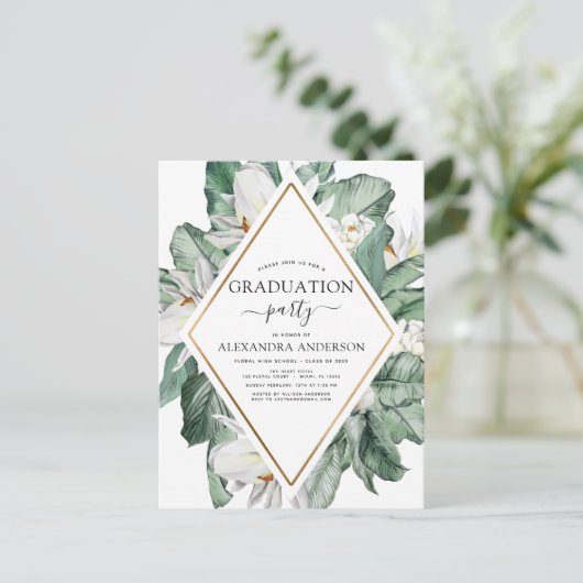 2022 Tropisch Afstuderen Magnolia Floral Briefkaart (Staand voorkant)