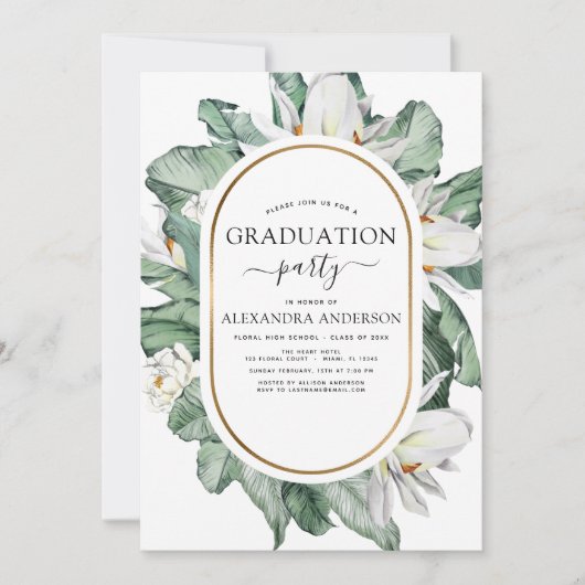 2022 Tropisch Afstuderen Magnolia Floral Kaart (Voorkant)