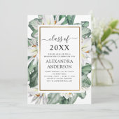 2022 Tropisch Afstuderen Magnolia Greenery Kaart (Staand voorkant)