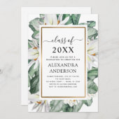 2022 Tropisch Afstuderen Magnolia Greenery Kaart (Voorkant / Achterkant)