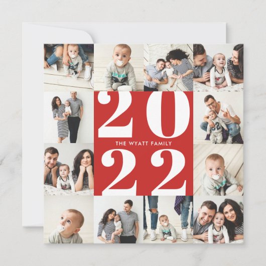 2022 Vakantie 12 Foto Collage Grid Feestdagenkaart (Voorkant)