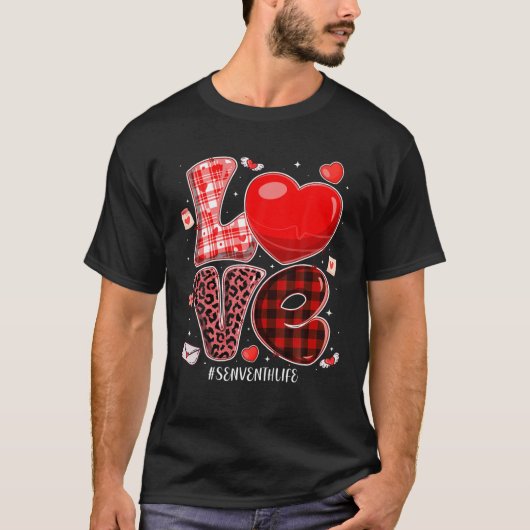 2022 Valentijnsdag Love Senventh Grade Teacher Li T-shirt (Voorkant)