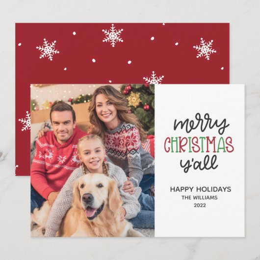 2022 Vrolijk kerstfeest Y'all foto Feestdagenkaart (Voorkant / Achterkant)