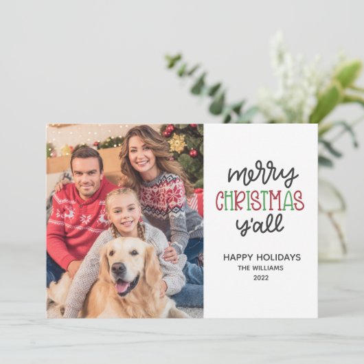 2022 Vrolijk kerstfeest Y'all foto Feestdagenkaart (Staand voorkant)