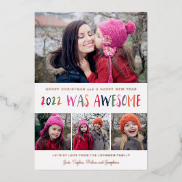 2022 was geweldige kerstavond in meerdere kleuren folie feestdagenkaart