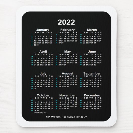 2022 White Neon 52 Week Agenda van Janz Muismat (Voorkant)