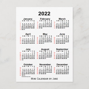 2022 Witte agenda van 52 weken, van Janz Briefkaar Briefkaart