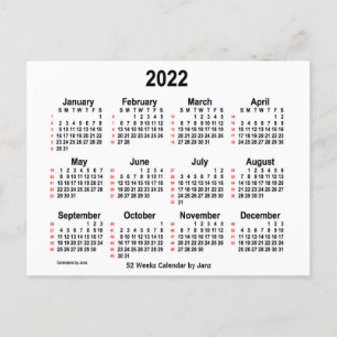 2022 Witte agenda van 52 weken, van Janz Briefkaart