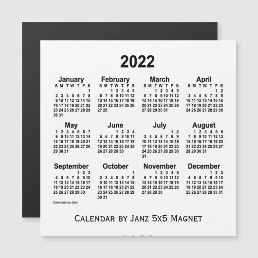 2022 Witte Agenda van Janz 5x5 Magnet (Voorkant / Achterkant)
