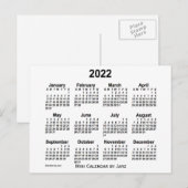 2022 Witte MiniKalender door Janz Briefkaart (Voorkant / Achterkant)