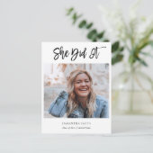 2022 zij deed het moderne Afstuderen van de Foto v Aankondigingskaart (Staand voorkant)