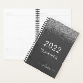 2022 Zilver Grijs Meisjesachtig Glitter Monogram N Planner (Display)