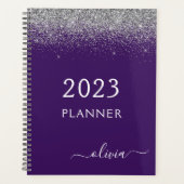 2022 Zilver Paars Glitter Sparkle Monogram Planner (Voorkant)