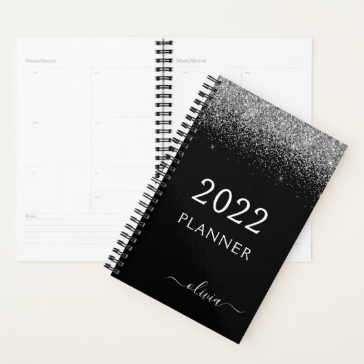 2022 Zilver Zwart Glitter Glam Monogram Planner (Display)